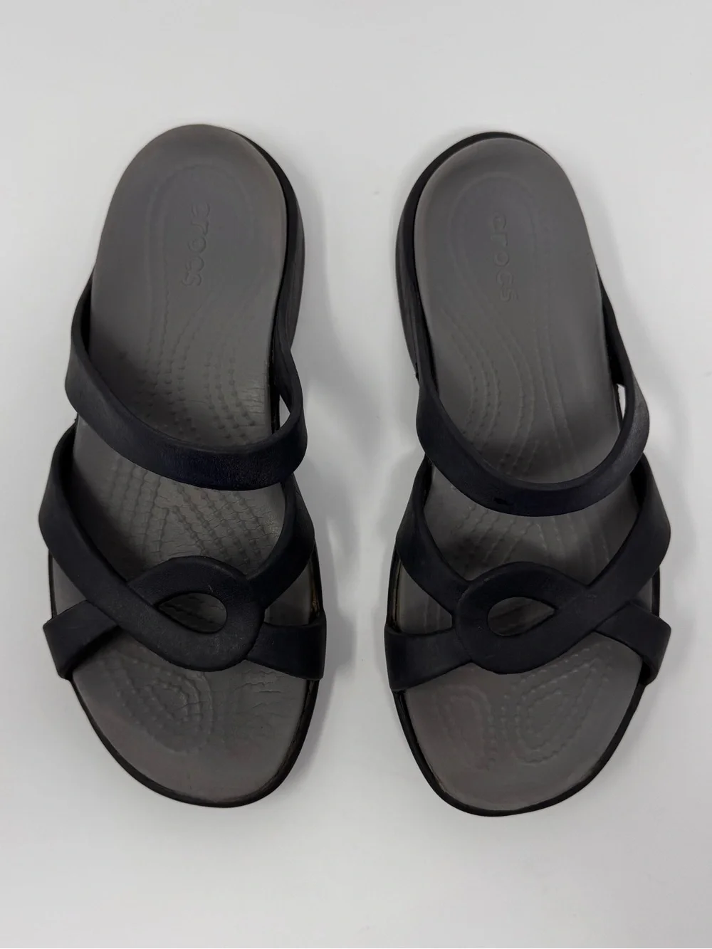 Crocs Women's Meleen Twist Sandals Gray Black Size 7, strap shoe comfort outdoor